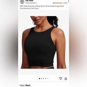 CRZ YOGA Womens U Back Sports Bras Padded High Neck Crop Workout Tank Tops
